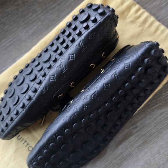 Louis Vuitton Embossed Black Loafers with Gold Details - Picture 3 of 7